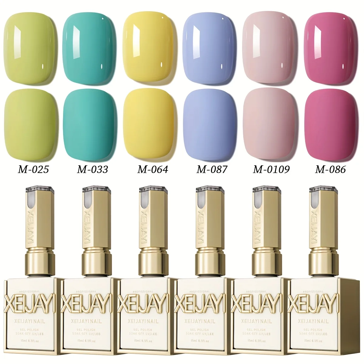 Vibrant Gel Nail Polish Set with High-Gloss Finish - 6-Piece Collection