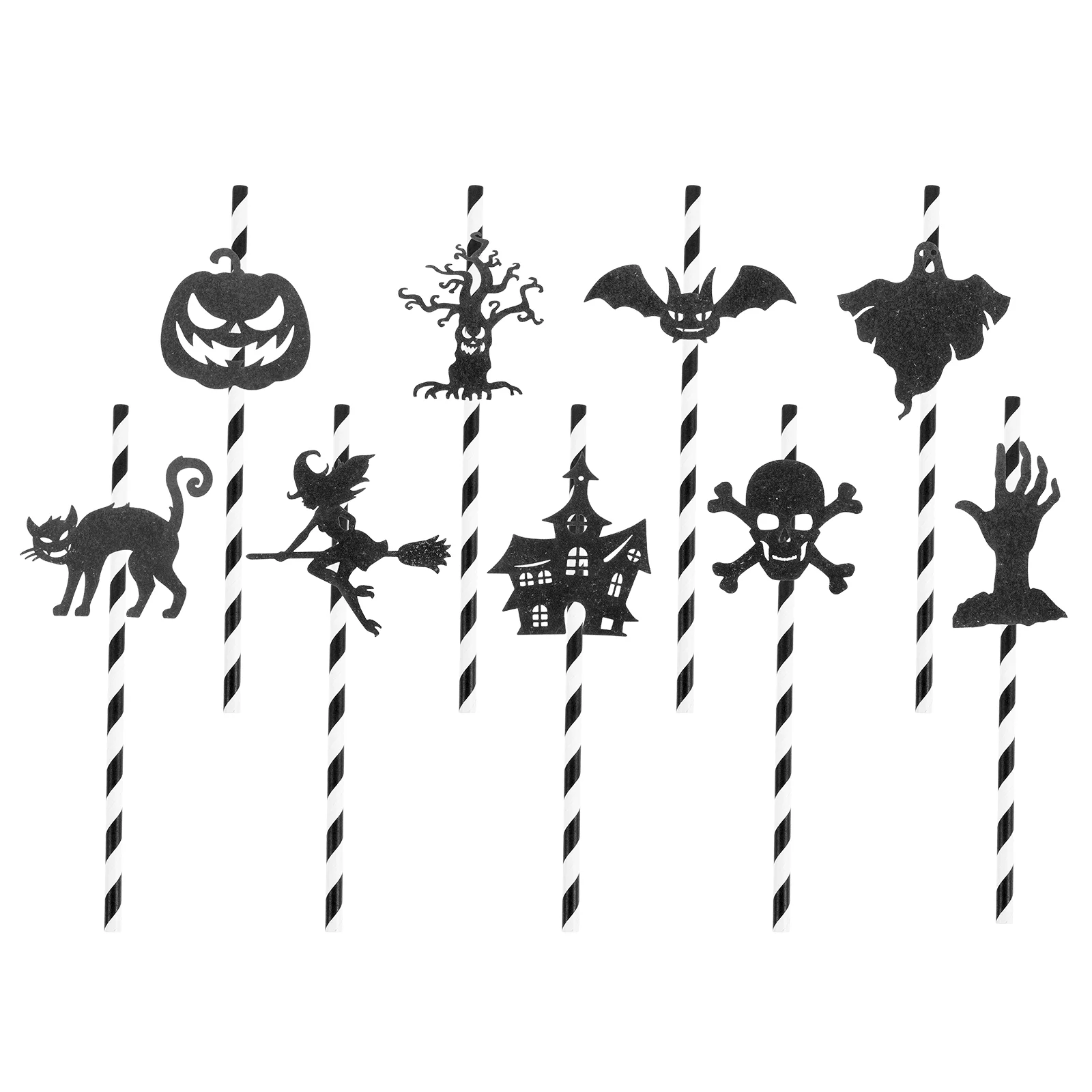 Halloween Straws Decoration for Party Cartoon Decorative Milk Drinking Pumpkin
