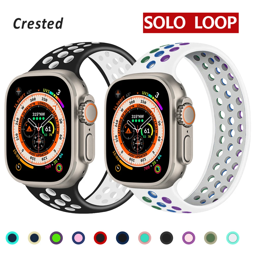 Silicone Solo Loop for Apple Watch Band 44mm 40mm 45mm