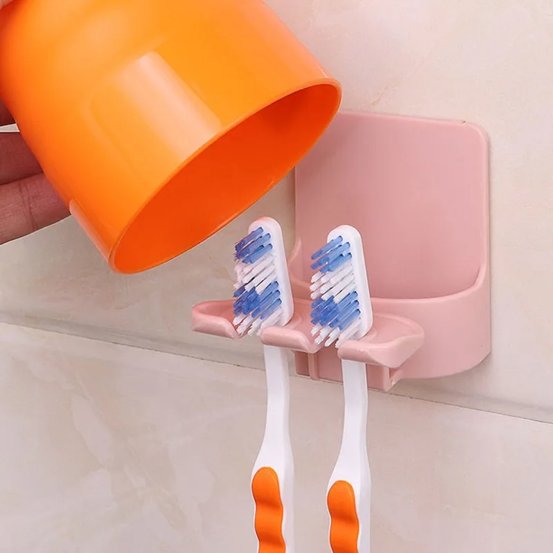 Family Toothbrush Holder Stand Set Shelf Bathroom Toothpaste Double/Single E6Y4 