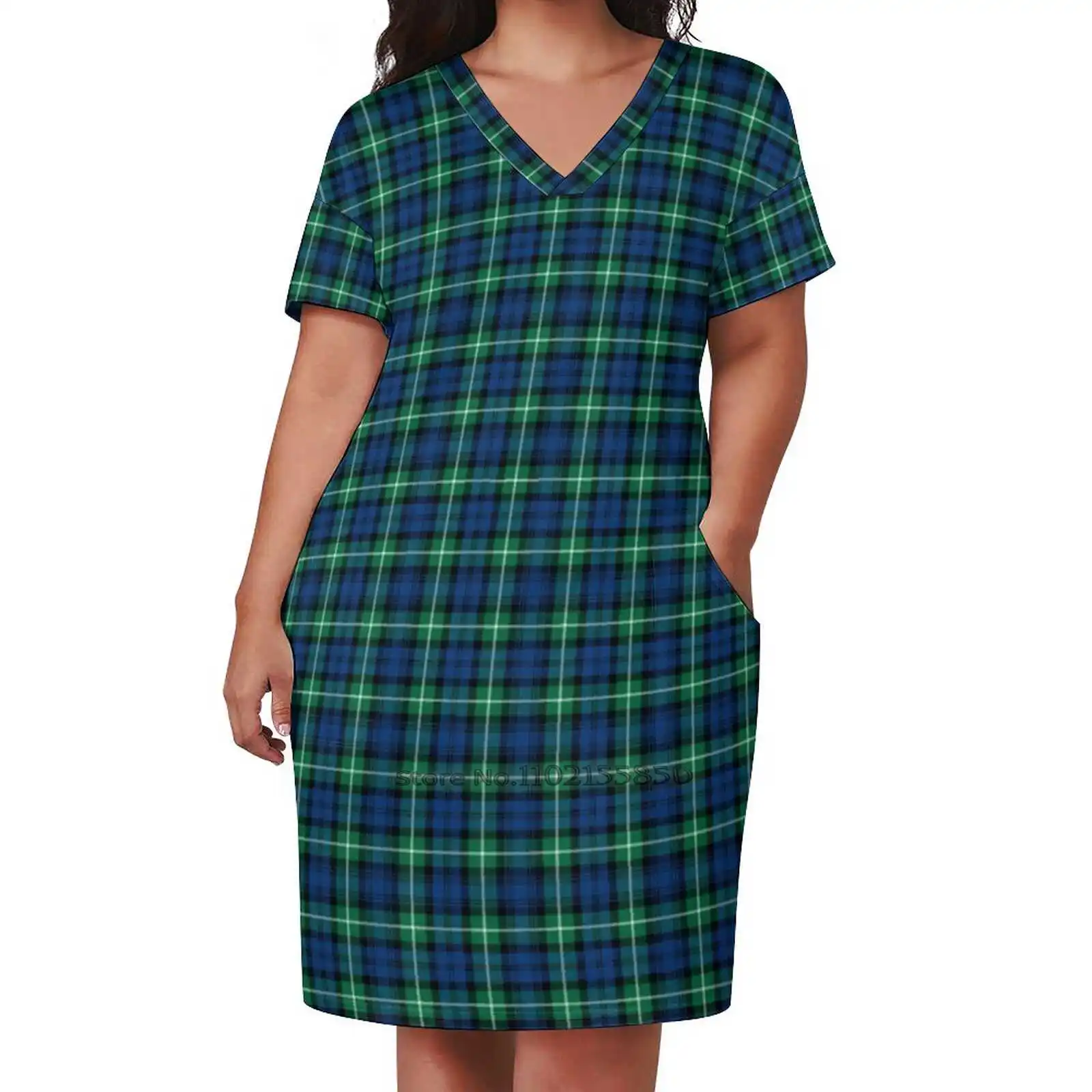ClanLamontTartanLoosePocketDressPrintShortSleeveDressesVNeckDress5XlClanLamont.jpg