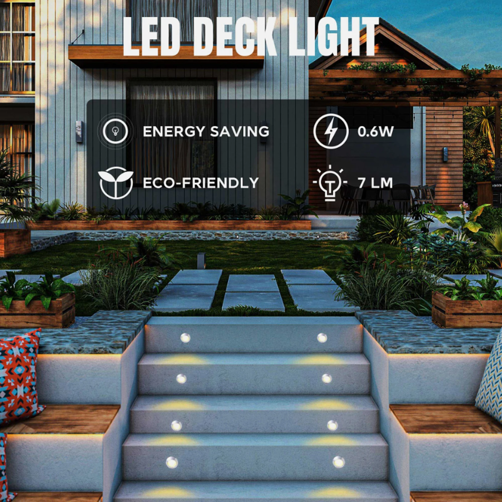 LED Deck Light 10/16PCS Outdoor DC12V Waterproof Underground Bulb Lamp EU/AU/UK/US Plug