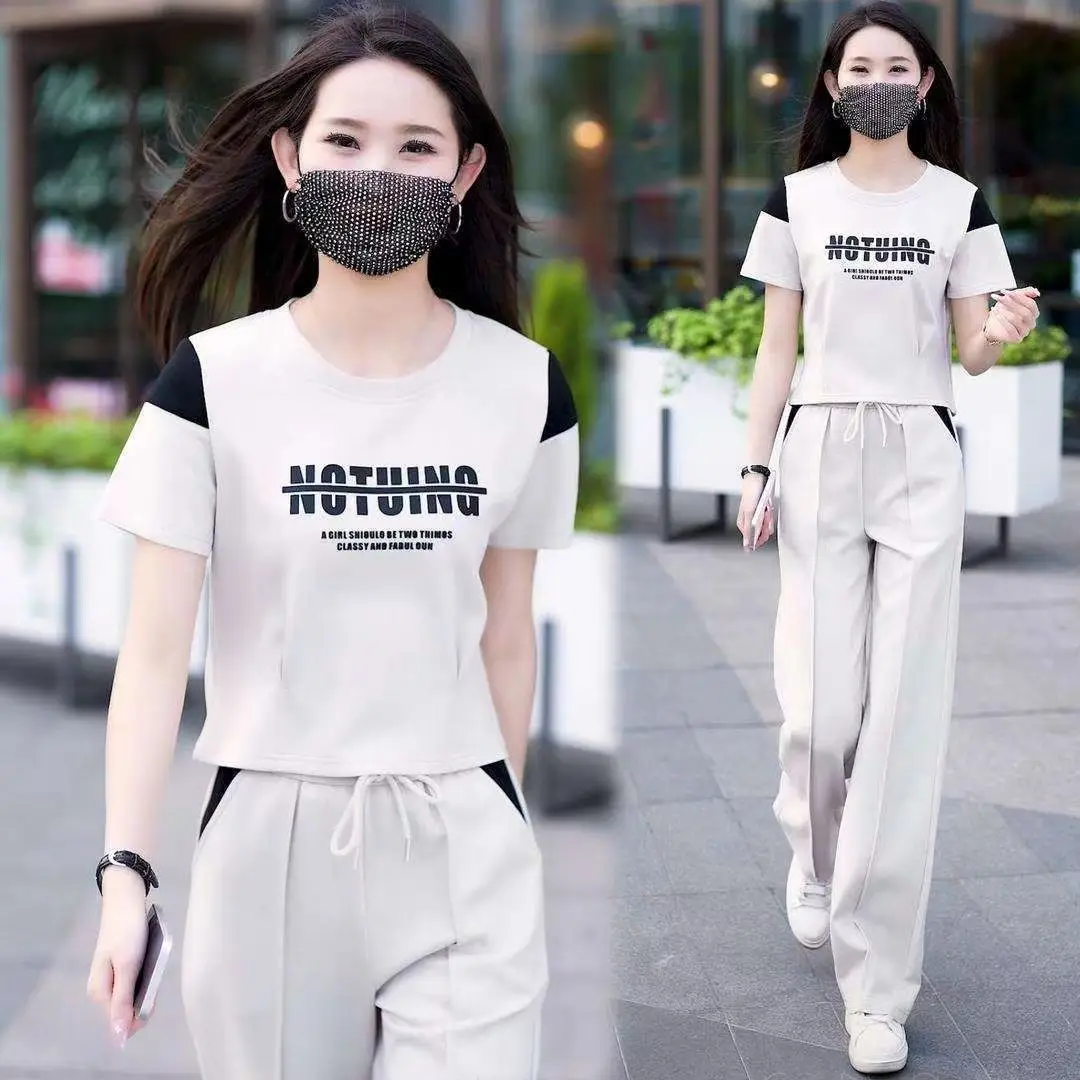 Leisure Sportswear Set for Women's Summer New Fashionable Temperament, Reducing Age and Slimming Two-piece Set