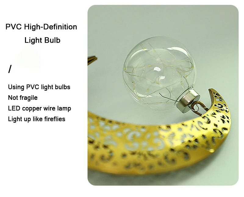 Description Picture 6 of itemRamadan Night Light LED Moon Lamp Decoration Dedroom Metal Star Table Lamp Children Thanksgiving Christmas Halloween Gifts