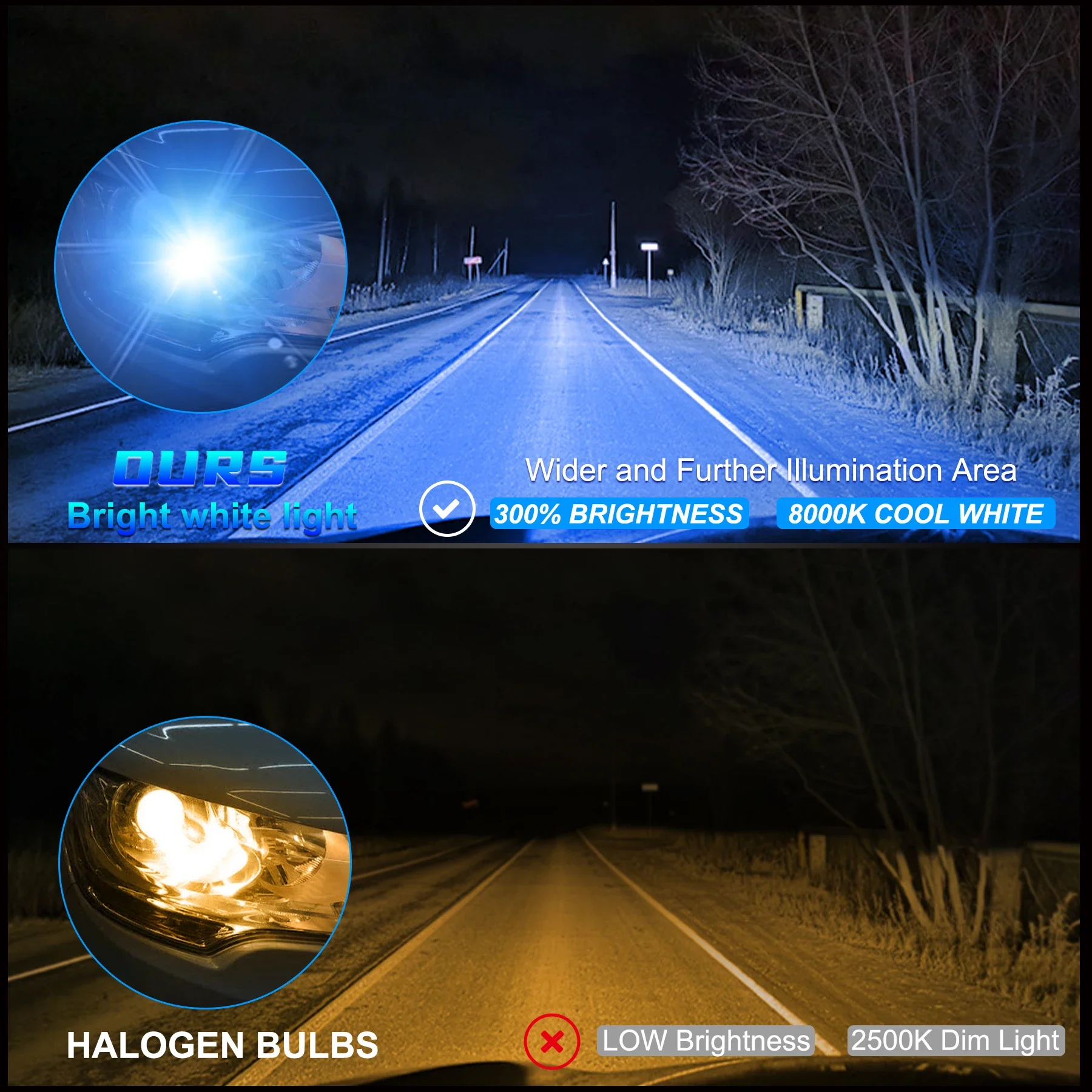 2pcs H7 LED Car Headlight 20000LM 3570 CSP H4 6000K HB3 HB4 9005 9006 H8 H11 Bulb Led Mini Auto Headlamp White Blue Yellow Green