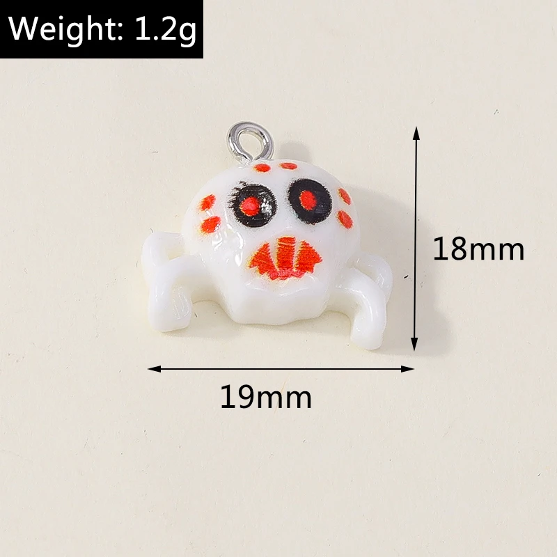 Leslie 10pcs neue Harz Halloween Charms Kawaii Katze Spinne Schloss Geist Kürbis Charms Anhänger Dekor DIY Ohrring Schmuck herstellung – Detail 14