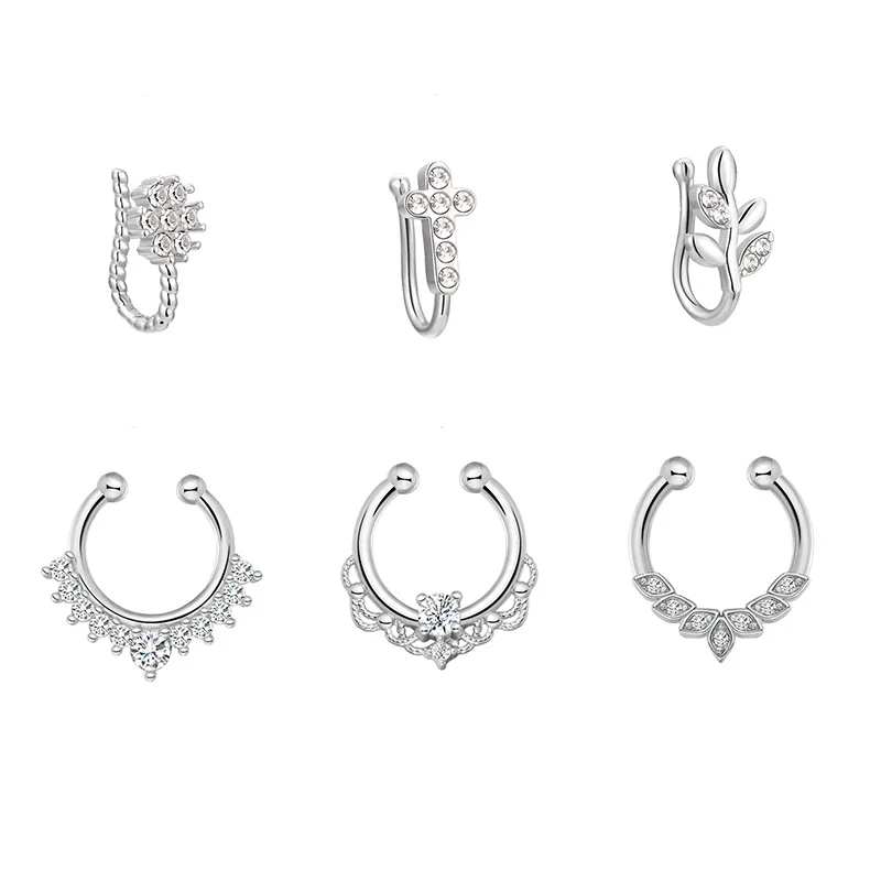 

1Pcs Fake Nose Ring Faux Bat Septum Ring Stainless Steel Fake Septum Ring Non-Pierced Ring Clip On Nose Rings Hoop Body Jewelry