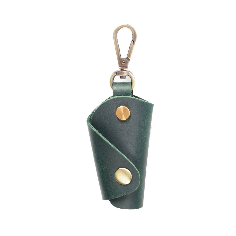 Premium Leather Key Holder with Snap Closure - Vintage Design