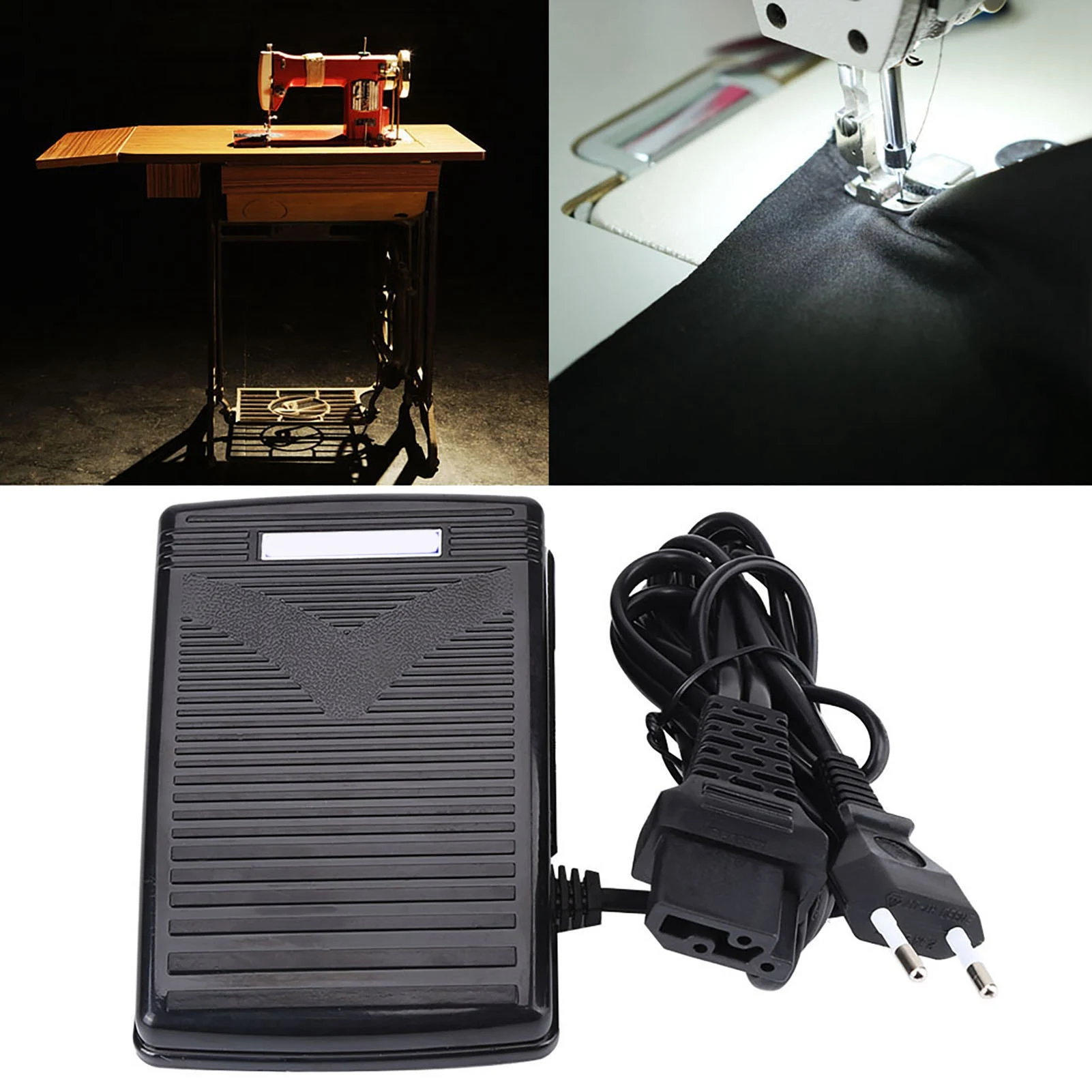 전원 코드가 있는 가정용 재봉틀 발 제어 페달, EU 플러그, 220V, W 코드 페달 제어 재봉틀 부품