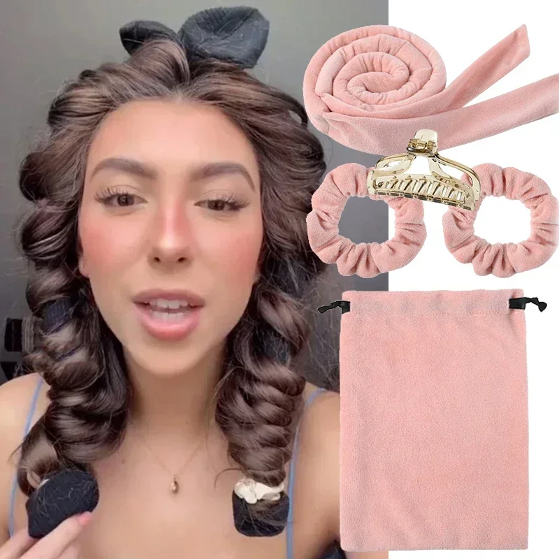 Butterfly Tie Heatless Hair Curler Soft Wave Form Curly Hair Products Sleep Rollers Lazy Curling Rods Hairstyle Tools hair styling tool,hair curling tools