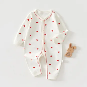 AYNIGIELL Newborn Baby Jumpsuit Spring and Autumn Pure Cotton Boneless Hoodie 0-18 Months Newborn Baby Suit Baby Girl Onesie