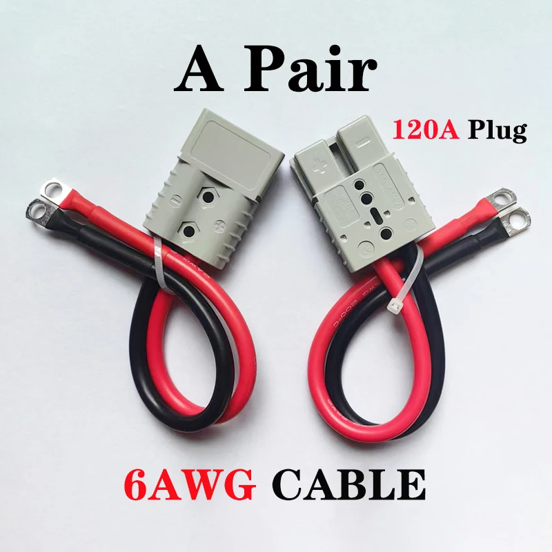 120A Quick Connect Plugs with 6AWG 2AWG Heatproof Flexible Silicone Rubber Cable for Forklift Battery Charging Connector System