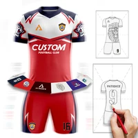 Custom Sublimation Printing Football Jersey Polyester Soccer Uniform Club Team Football Uniform Breathable Soccer Jersey For Men 2