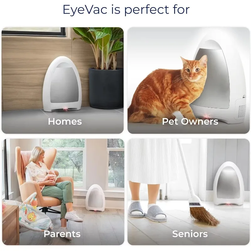 EyeVac Home Touchless Vacuum Automatic Dustpan, Great for Pet Hair Food Dirt Kitchen,Corded Canister Vacuum,Bagless,1000 W,White 5