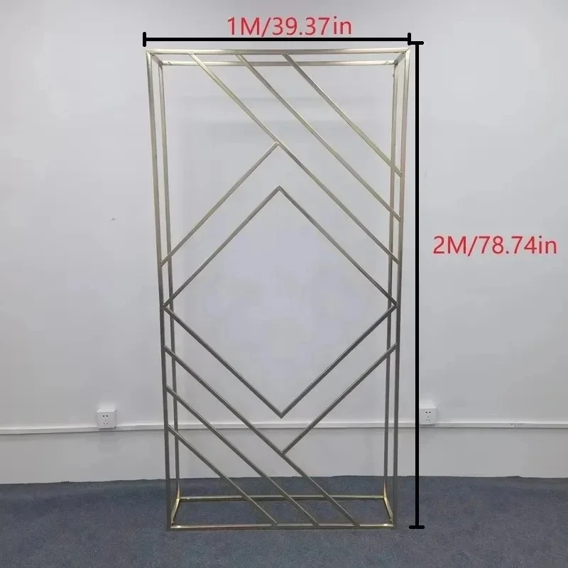 Wedding gilded iron screen party banquet background props rectangular arch stage gold geometric frame