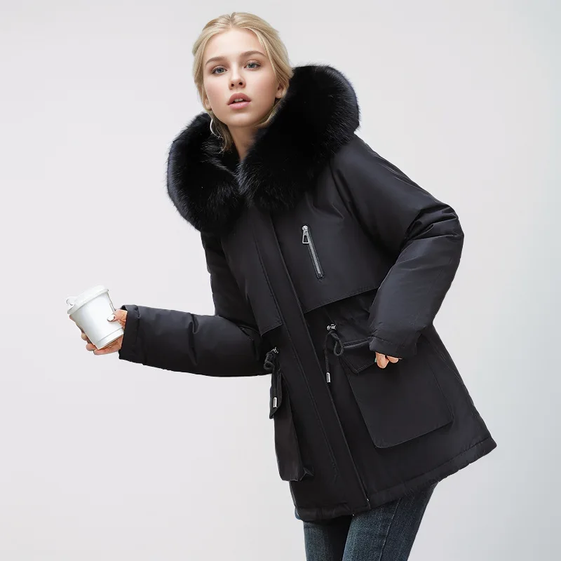 -30 Degrees Snow Wear Medium Long Parkas Winter Jacket Women Removable Lining Hooded Clothes Female Down Cotton Warm Coat down jacket parka coat parkas coat