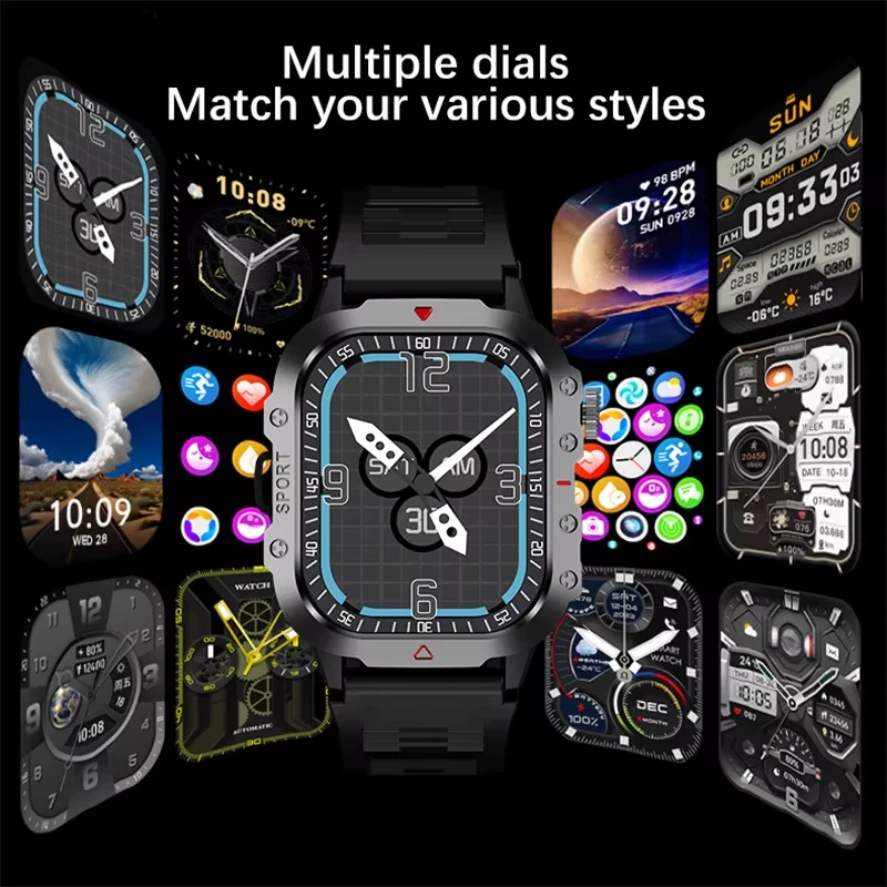 2026 New Smart Watch Mens Outdoor Sports Fitness Tracker Health Monitor 2.01 Inch Support Flashlight Bluetooth Call Smart Watch 4