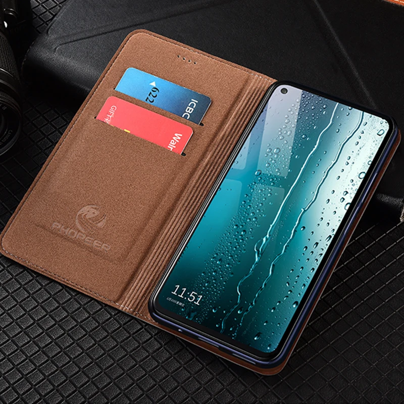 Luxury Genuine Leather Flip Wallet Phone Cover