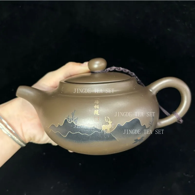 1PC 430ml authentic Yixing purple clay teapot Handmade Beauty teapot Custom filter tea infuser Chinese tea ceremony accessories