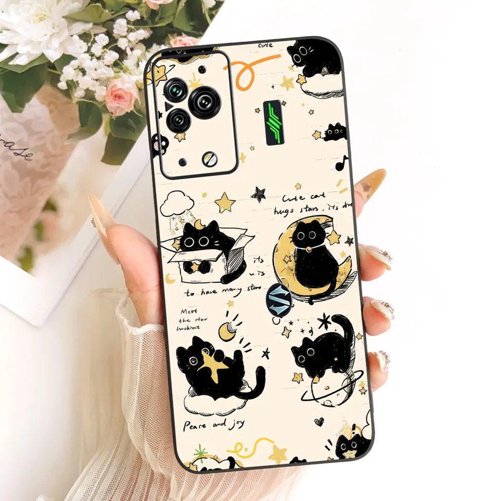 Cute Cat & Butterfly Design Silicone Case - Black Shark 5 Pro