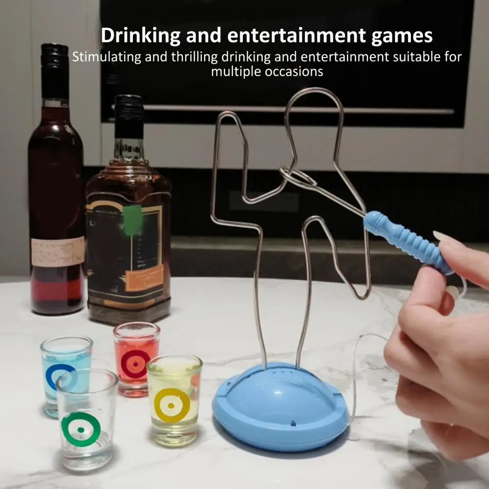 Drinking Game with Wire Man Adults Buzz Wire Game Buzz Wire Drinking Game Kit with 4 Shot Glasses for Adults Family Bachelorette 6