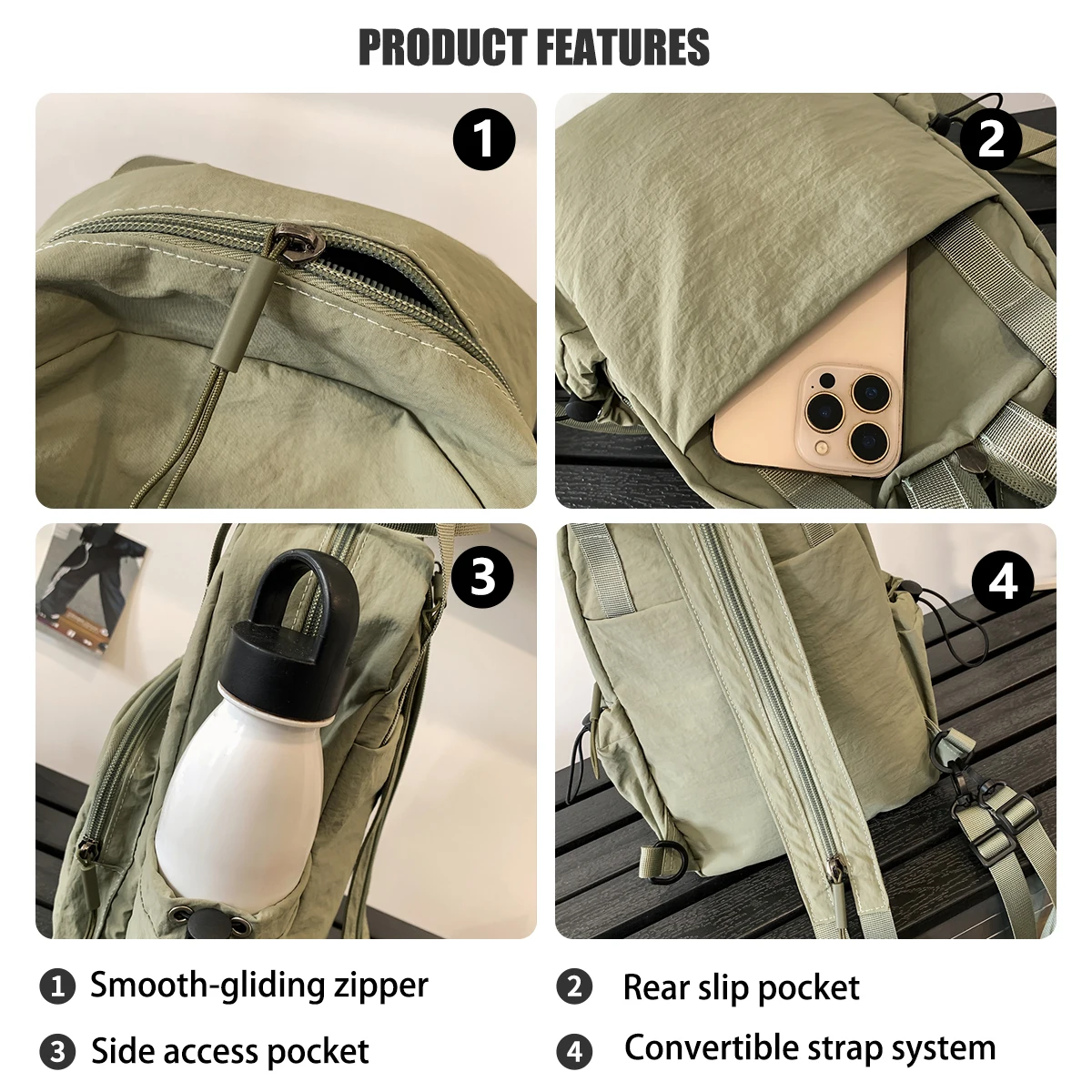 Multi-Purpose Backpack Women's 2025 New Messenger Bag Leisure All-Match Outdoor Travel Commuter Small Backpack Messenger Chest B