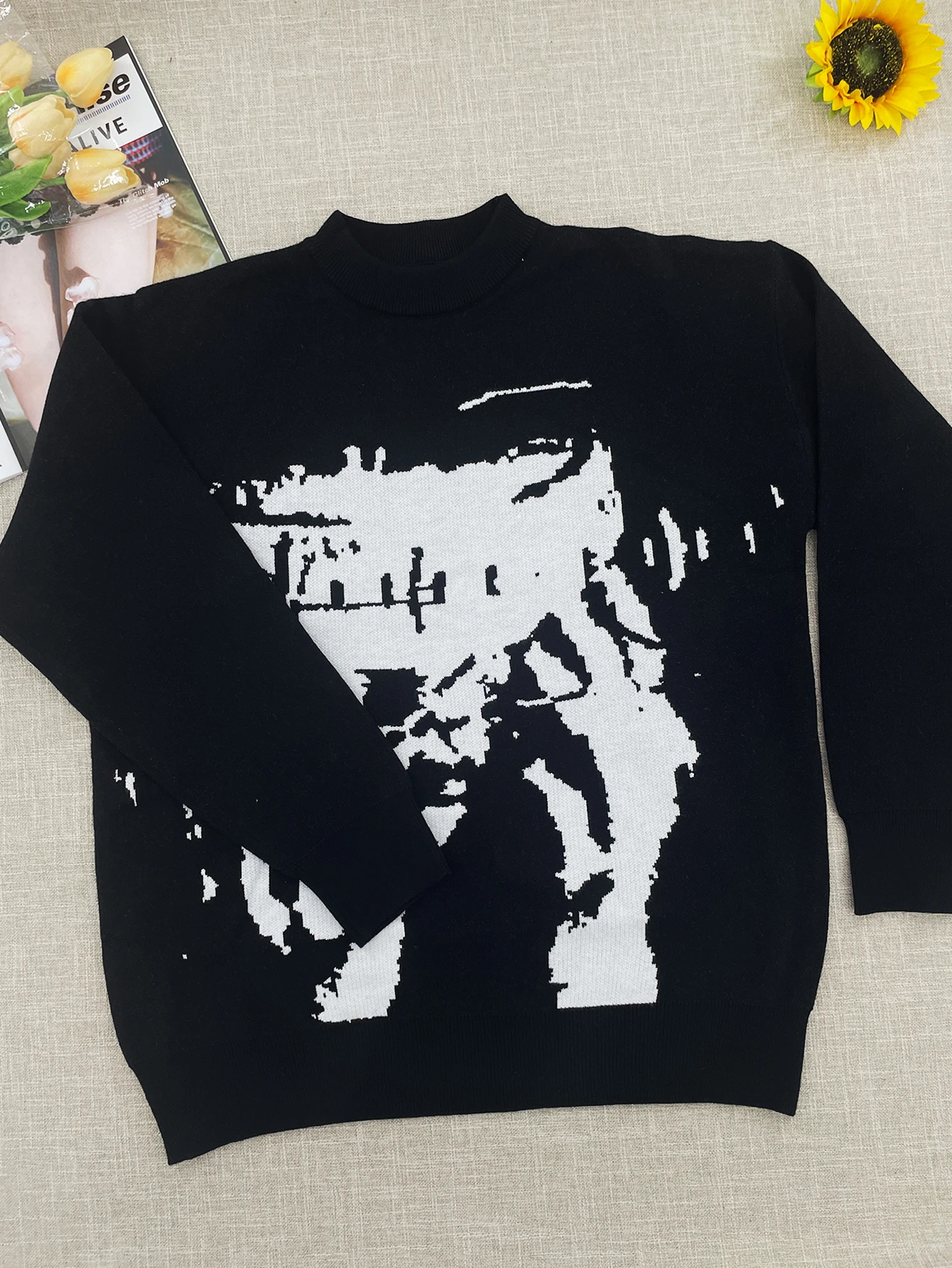 temperament commuter style pullover sweater for women's autumn and winter new loose all-match crew-neck knitwear