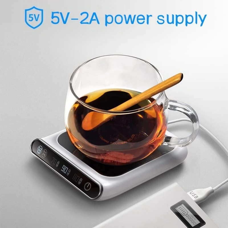 Portable DC5V/2A USB Cup Warmer Coffee Mug Heating Coaster Smart 3 Gear Thermostatic Hot Plate Milk Tea Water Heating Pad Heater