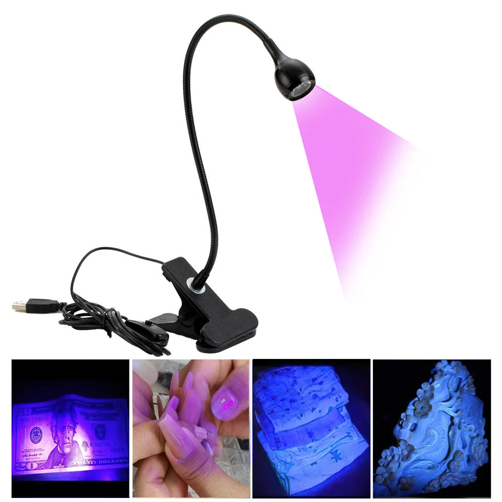 USB Led Desk Light Clip-On Flexible Bright Led UV Lamp Adjustable Glue Nail Dryer Curing Gel Nail Cash Medical Product Detector