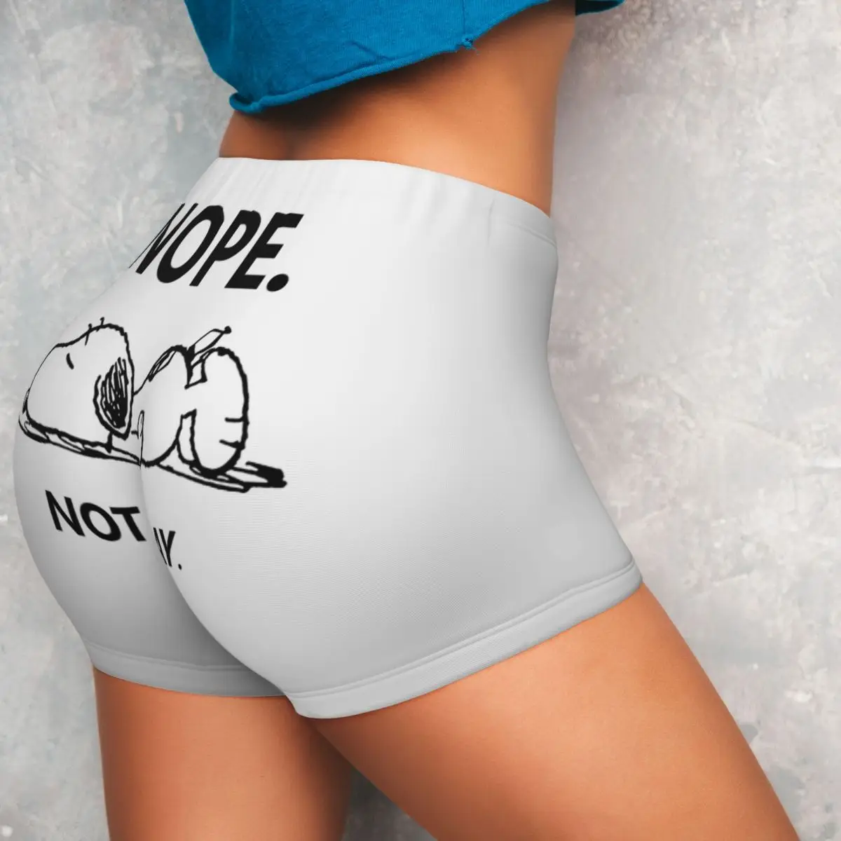 Snoopys Nope Not Today Biker Running Workout Shorts Women Athletic Gym Yoga Shorts