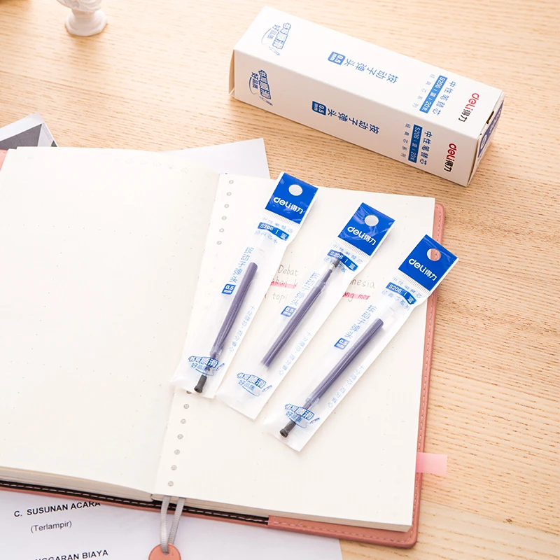 델리 블랙 블루 레드 잉크 젤 펜, 학교 용품, 사무용 펜, 젤 펜 리필 교체 문구류에 적합, 0.5mm, 20 개