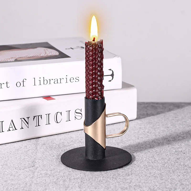 Iron Candle Holders Vintage Nordic Classic Candlestick Luxury Black