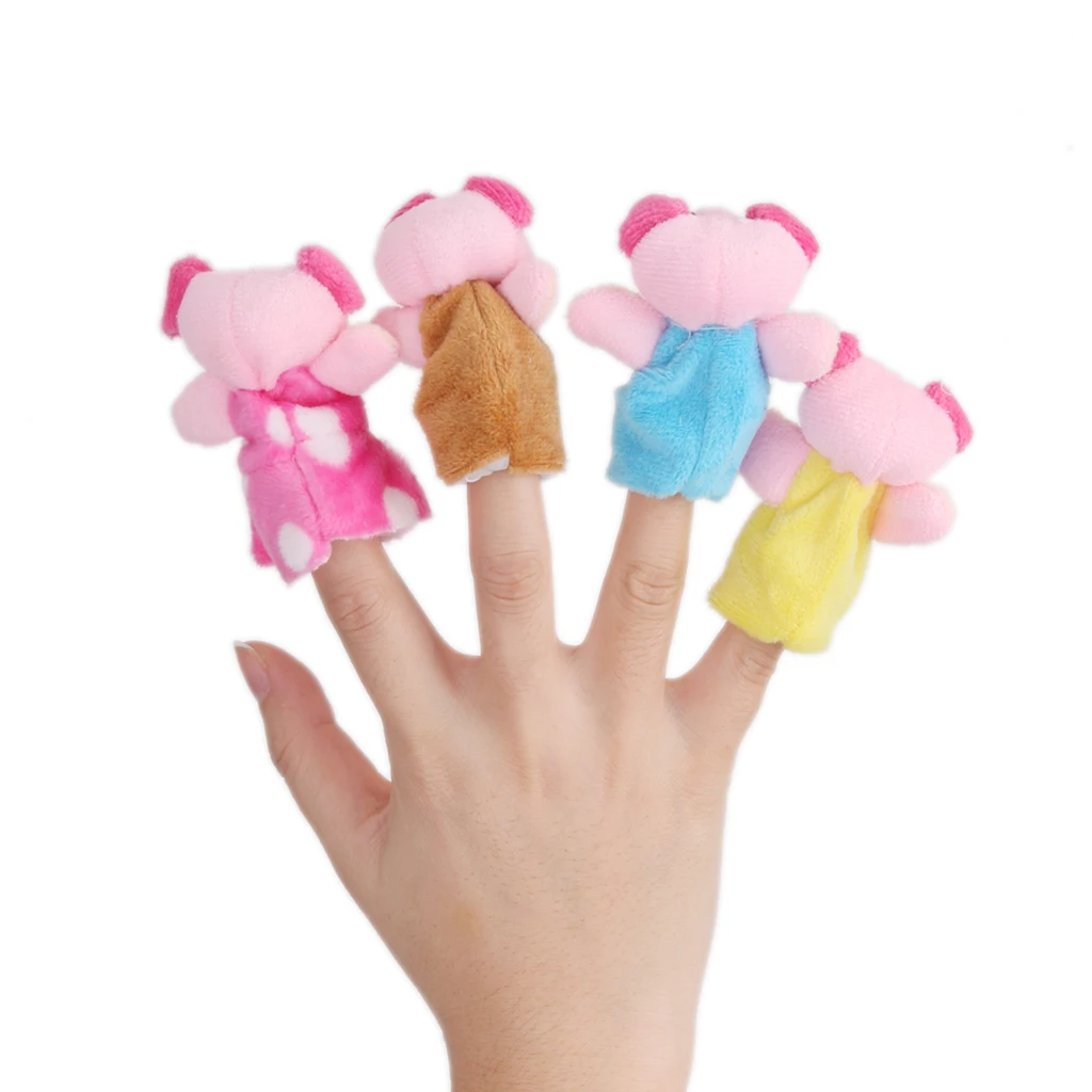 5/8/10Pcs Cartoon Animal Family Finger Puppet Role Play Tell Story Cloth Doll Educational Toys For Children Kids Gifts
