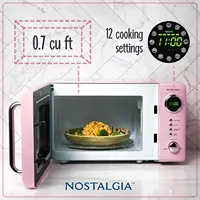 Retro Compact Countertop Microwave Oven 0.7 Cu. Ft. 700-Watts with LED Digital Display Child Lock Easy Clean I 2