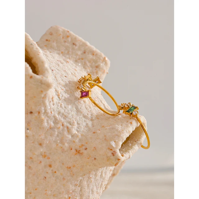 88821-7a8758.jpg Yhpup Chic Bling coloré cubique zircone mince bague de mode étanche en acier inoxydable à la mode exquis doigt CZ bijoux