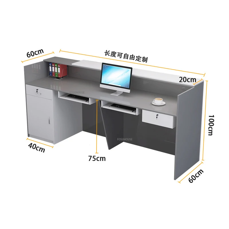 Modern Reception Desk Company Office Furniture Front Desk Bar Table Cashier Modern Minimalist White Clothing Store Counter