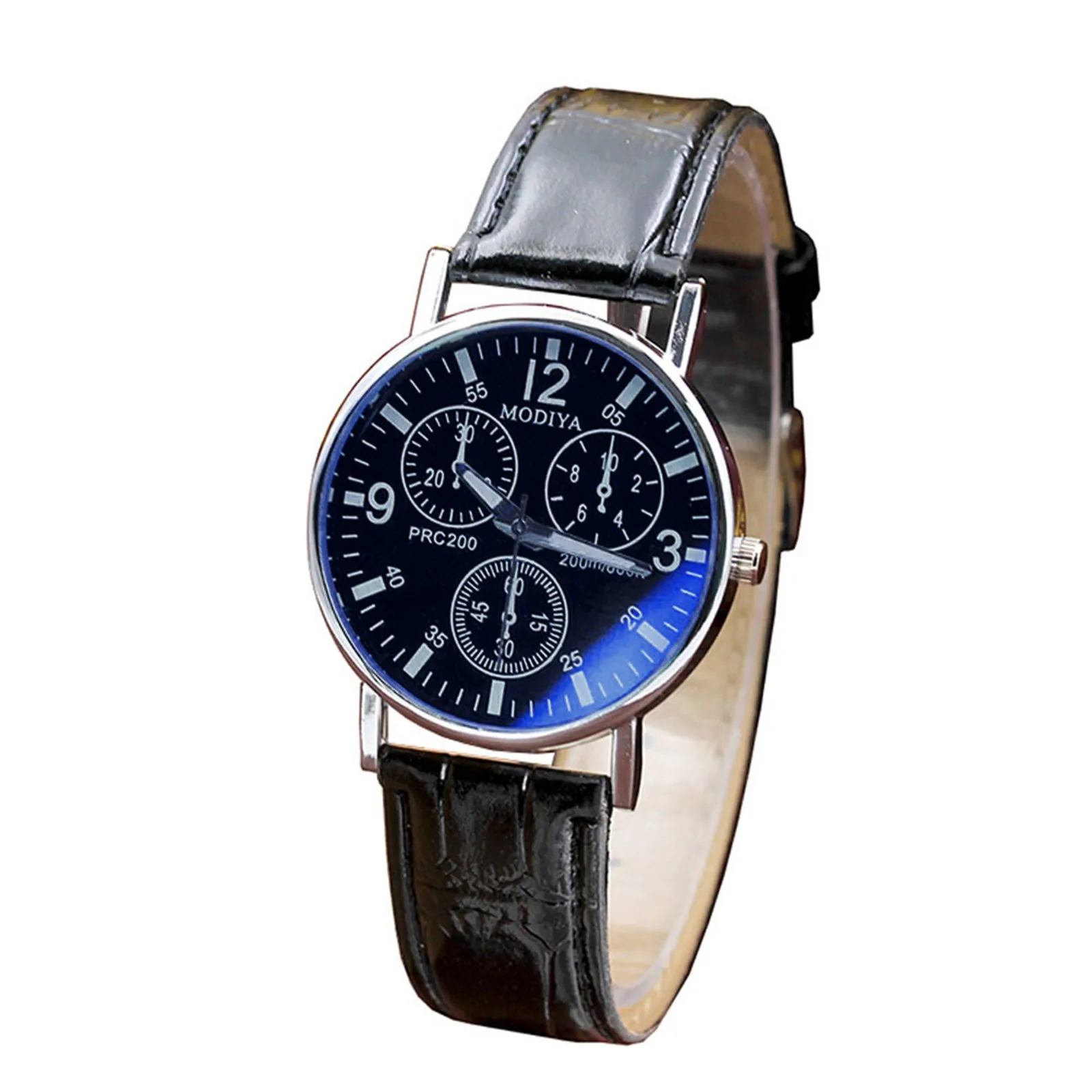 Luxury Six Pin Watches Men Leather Strap Quartz Wrist Watches Men's Watch Vintage Blue Glass Belt Watch Relojes Para Hombre 6