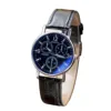 Luxury Six Pin Watches Men Leather Strap Quartz Wrist Watches Men's Watch Vintage Blue Glass Belt Watch Relojes Para Hombre 6