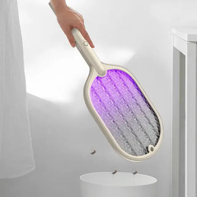 Fly Swatter Racket 3000V Led Légy Electric Zapper 2 1-Ben Inhsalált Fotokatalizátor Lámpa 3-Rétegű Biztonsági Hálóval - Image 4