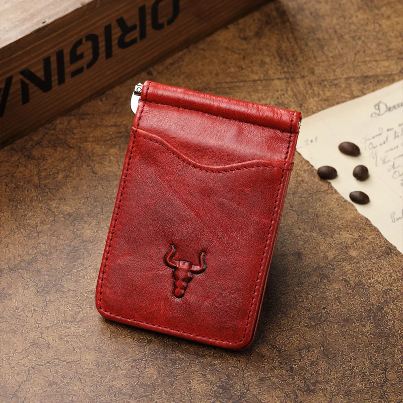 RFID Minimalist Wallet for Men Front Pocket Slim Credit Card Holder Real Leather