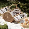 Outdoor Camping Storage Basket Cane Handmade Storage Items Card Buckle Design Picnic Basket Convenient Practical Rattan Tray 1