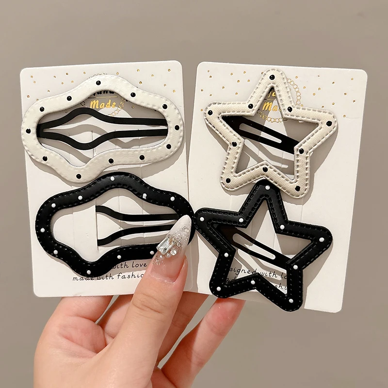 2pcs Korean Fashion Hairpin Clouds Five-Pointed Star Shaped Hollow Hair Clips Bb Clip Barrettes Woman Sweet Girls Headdress