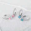 Aide Silver Color Hoop Earrings With Cute Candy Neon Color Enamel Heart Charm Drop Earring Gold Color For Girls Party Jewelry 2