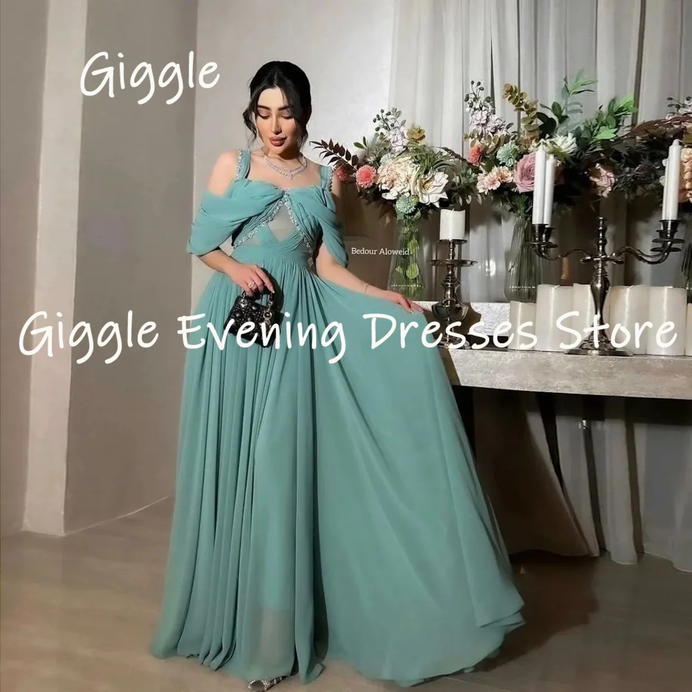 

Giggle Chiffon Pearls A-line Boat Neck Ruffle Popular Formal Prom Gown Floor-length Evening Elegant Party Dresses for Women 2023
