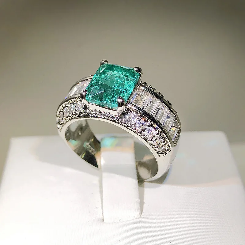 

18k gold-plated inlaid artificial cultivation high carbon precision quality princess square palaiba imitation diamond ring