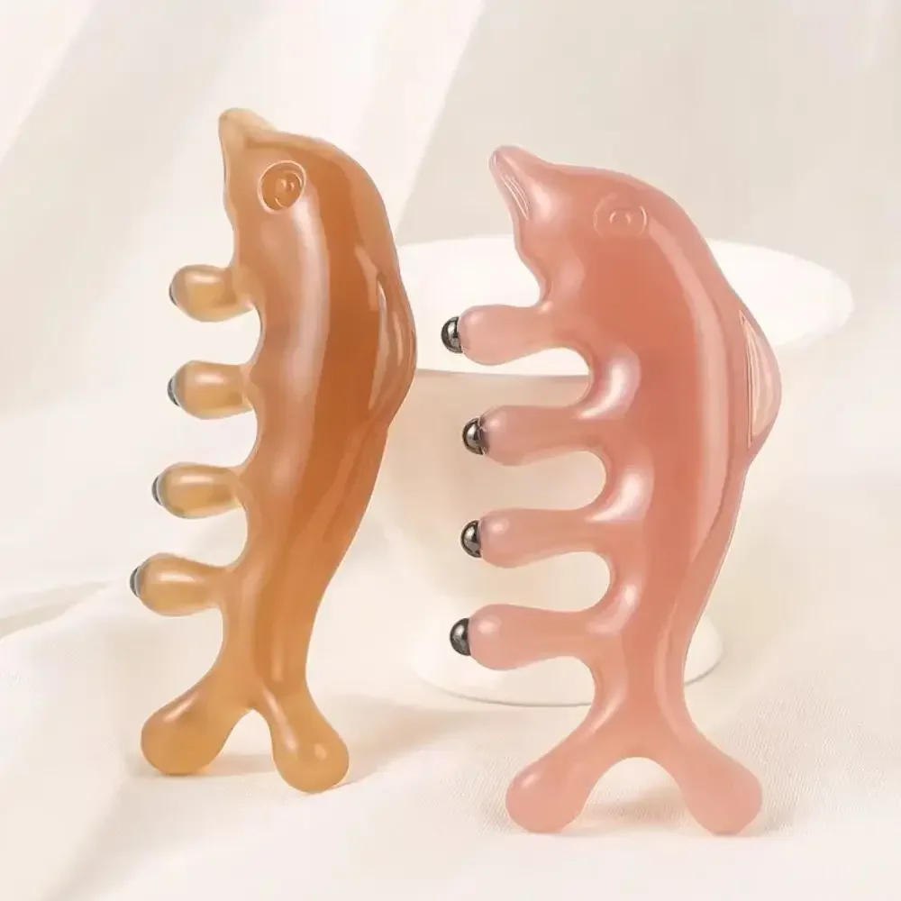 Dolphin Shape Body Meridian Massage Comb Wide Tooth Anti-Static Head Massage Comb Help Blood Circulation Multifunctional