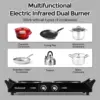 1800W Double Infrared Ceramic Electric Stove for Cooking, Dual Control Cooktop Burners Compatible for All Cookwares 3