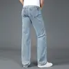 Spring Summer New Fashion High Waist Pockets Men's Clothing All Match Solid Color Straight Loose Pockets Rope Hombre Jeans Pants 3