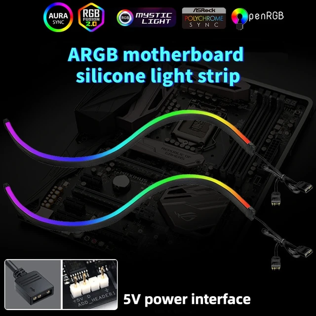 ไฟ LED นีออนดิจิตอล OGXLED สำหรับตกแต่งเคสคอมพิวเตอร์ แถบไฟ LED ARGB 5V 3PIN AURA Addressable Sync 1