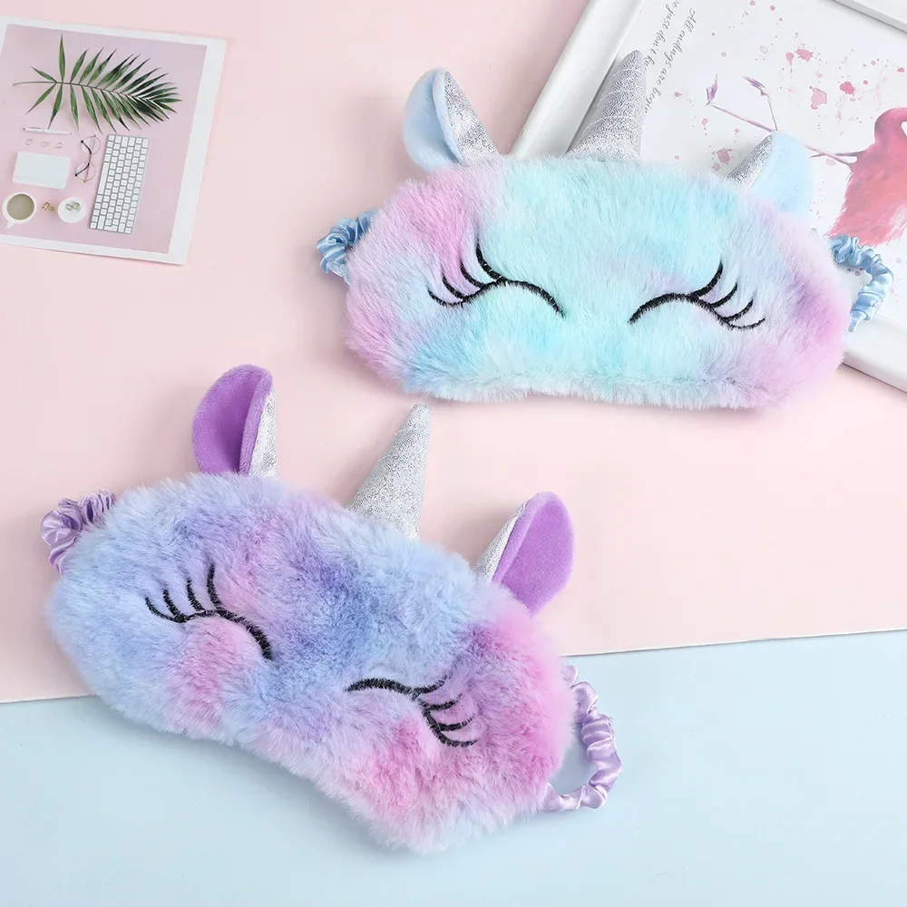 1 Pcs Cartoon Unicorn Silk Eye Mask Variety Sleeping Mask Eyeshade Relax Mask Plush Eye Shade Cover For Travel Home Party Gifts 5